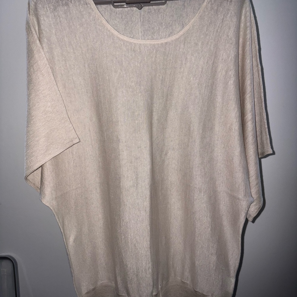 Eileen Fisher Beige Relaxed Top M